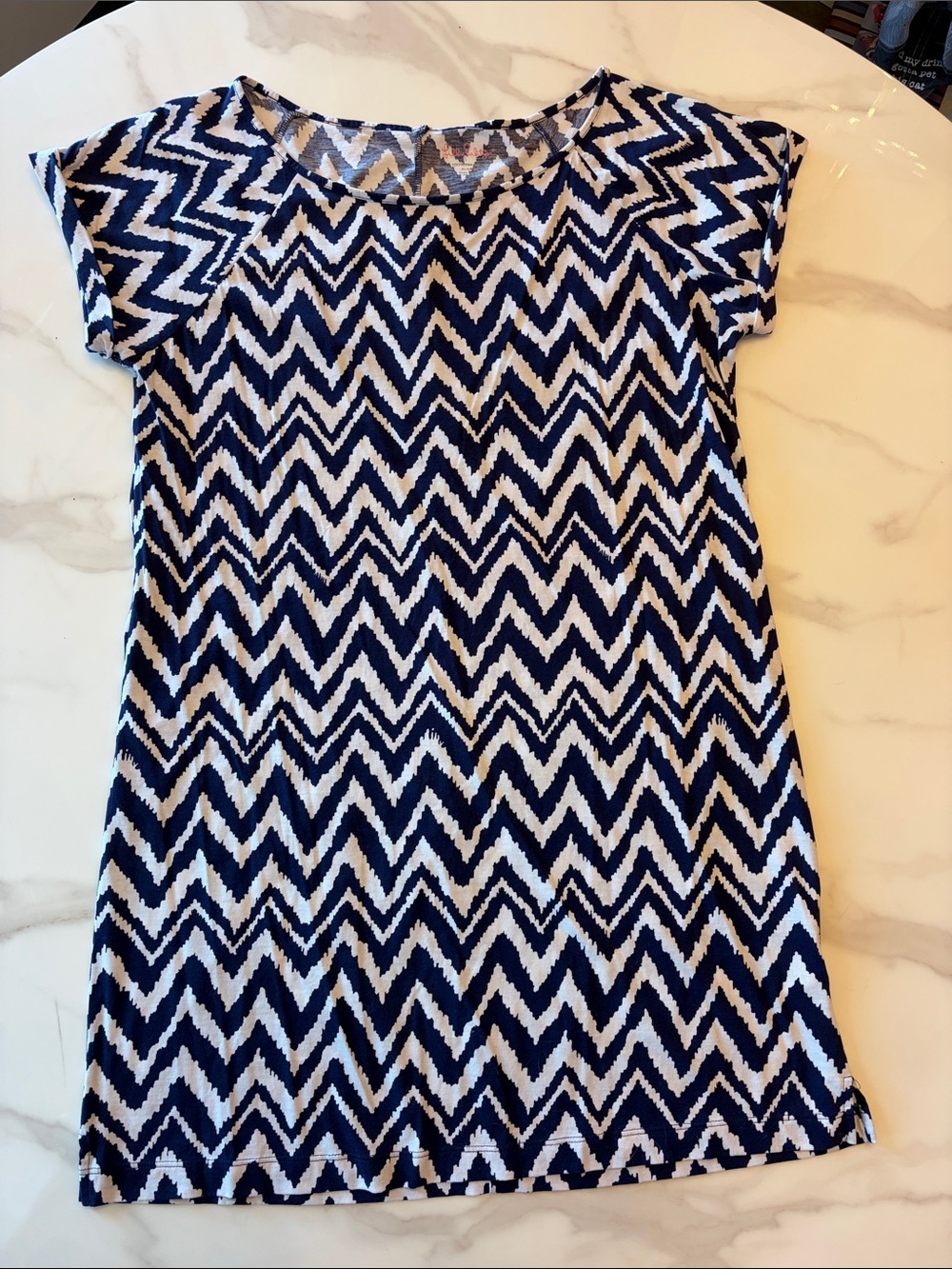 Lilly Pulitzer Navy and White Chevron Short Sleeve Casual Dress